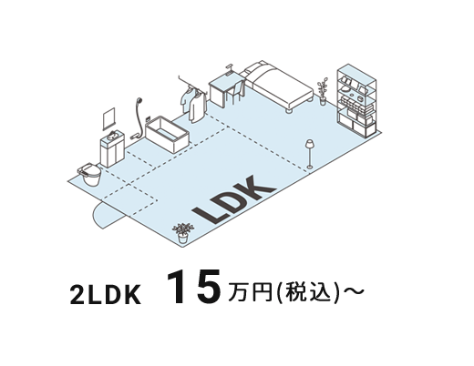 2LDK 15万円(税込)～